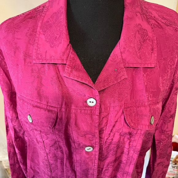 Chico's Vibrant Pink Textured button down shirt - Picture 2 of 5